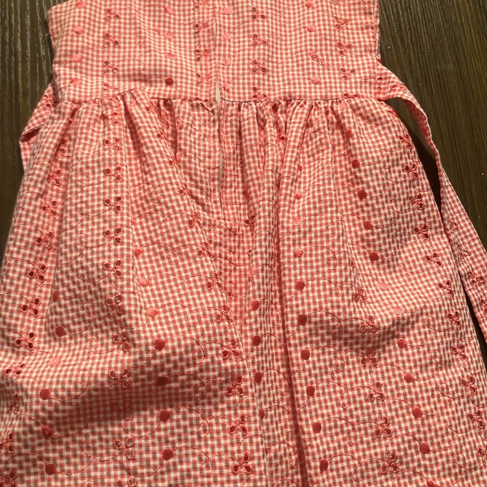 Bonnie Jean Pink Gingham Dress with Embroidered B